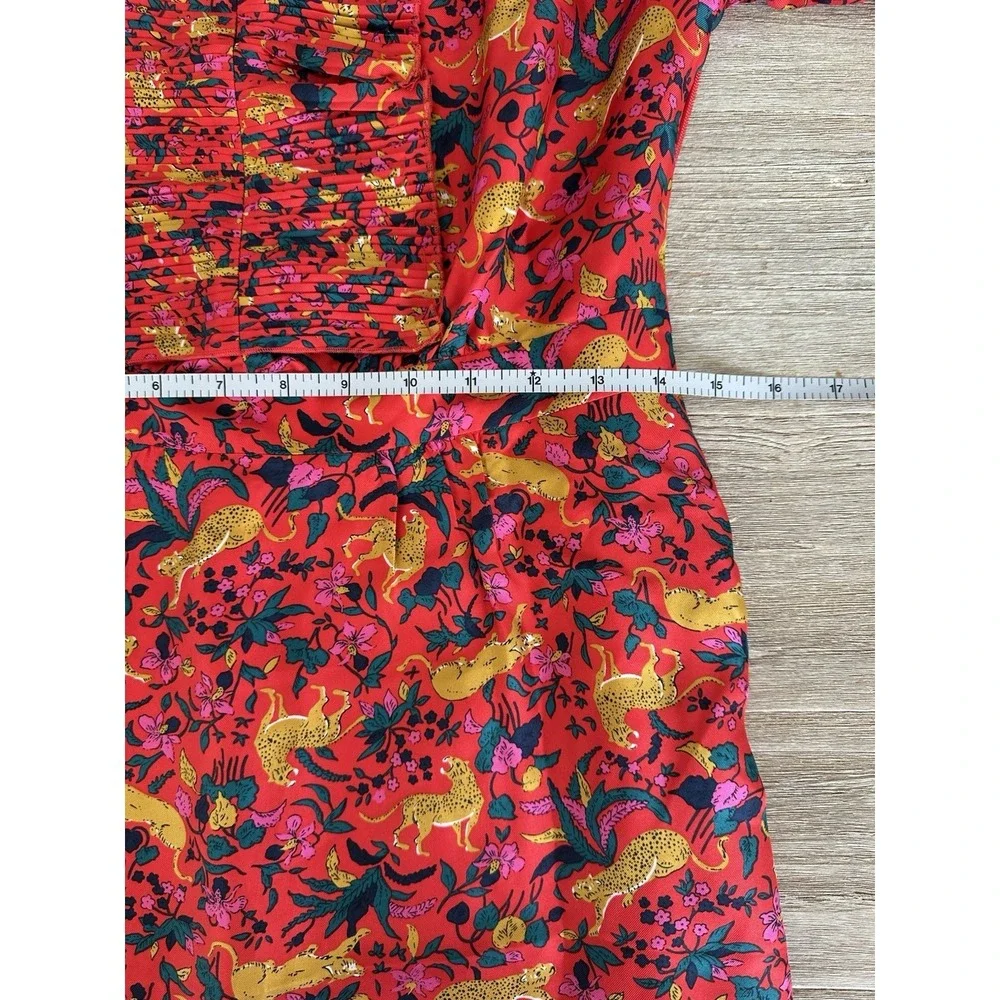 J. Crew Collection Ruffle Mini Dress 100% Silk Jungle Cat Floral Modified Sz 2